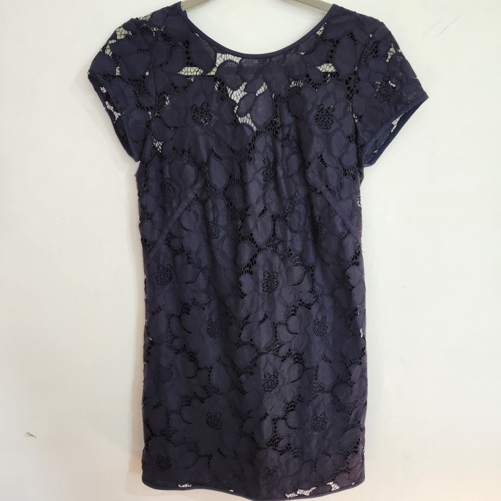Ann‎ Taylor Loft Women's Lace Midi Short Sleeve Black Dress 2P Petites